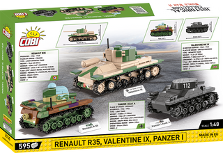 COBI Renault R35, Valentine IX, Panzer I Tanks 1:48: Set #2740 Cobi Kit Cobi Toys