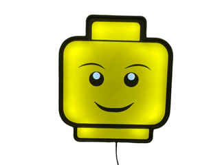 Lighted Wall Art Display Case BigKidBrix Minifigure Head Smiling
