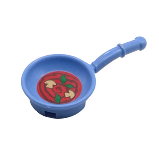 Friends Accessories Frying Pan with Mushroom and Leaves Pattern (Sticker), Part# 93082apb002 Part LEGO® Medium Blue