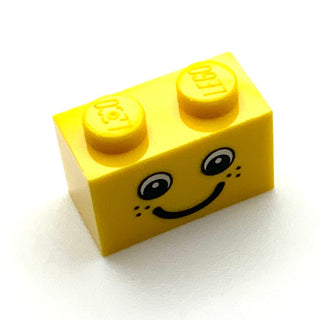 Brick 1x2 with Eyes and Freckles and Smile Pattern, Part# 3004pb085 Part LEGO®   