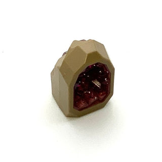 Rock, 1x1 Geode with Molded Glitter Transparent Pattern, Part# 49656 Part LEGO® Dark Tan with Trans-Dark Pink Crystal