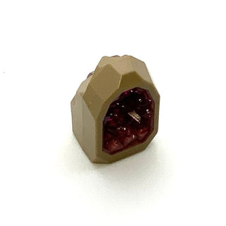 Rock, 1x1 Geode with Molded Glitter Transparent Pattern, Part# 49656 Part LEGO® Dark Tan with Trans-Dark Pink Crystal  