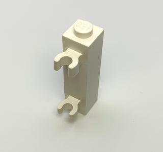 Brick, Modified 1x1x3 with 2 Clips (Vertical Grip), Part# 60583a Part LEGO® White
