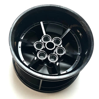 Wheel 56mm D. x 34mm Technic Racing Medium, 6 Pin Holes, Part# 15038 Part LEGO® Black