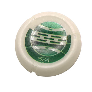 Throwing Disk with Bionicle Kanoka 574 Le-Metru Pattern, Part# 32171pb105 Part LEGO® Glow In Dark Opaque