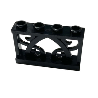 Fence 1x4x2 Ornamental with 4 Studs, Part# 19121 Part LEGO® Black