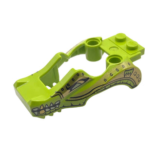 Flywheel Fairing Crocodile Shape with Gold and White Crocodile Pattern, Part# 11112pb01 Part LEGO® Lime Very Good