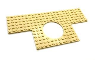 Plate, Modified 12x24 with 6x6 Square Cutouts at 2 Corners and 6x6 Round Cutout, Part# 18601 Part LEGO® Tan