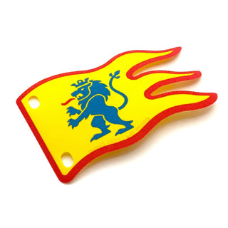Cloth Lion Knights Flag 8x5 with 2 Holes, Wave with Red Border and Blue Lion Pattern, Part# 100728 Part LEGO® Yellow