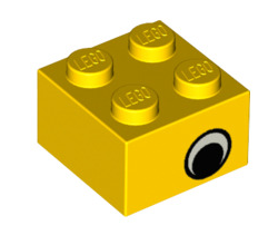 Brick 2x2 with Eye with White Pattern on Two Sides, Part# 3003pe2 Part LEGO® Yellow  