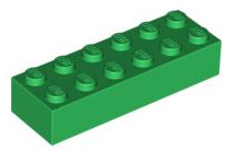 Brick 2x6, Part# 2456 Part LEGO® Green 1 Part