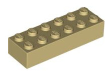 Brick 2x6, Part# 2456 Part LEGO® Tan 1 Part