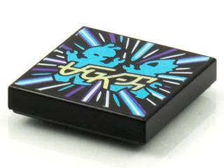 Tile 2 x 2 with Groove with BeatBit Album Cover - Bright Light Blue Alien Dancers Pattern, 3068bpb1563 Part LEGO®