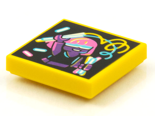 Tile 2 x 2 with Groove with BeatBit Album Cover - Dark Purple Girl with Glowsticks Pattern, 3068bpb1564 Part LEGO®