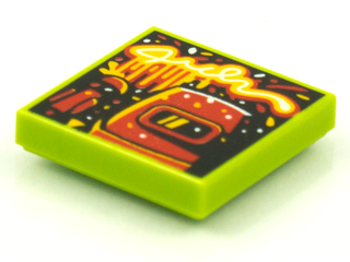 Tile 2 x 2 with Groove with BeatBit Album Cover - Red Welding Mask and Microphone Pattern, 3068bpb1616 Part LEGO®