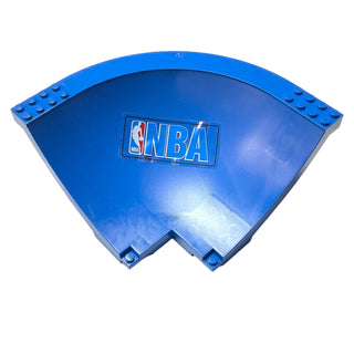 Sports Arena Section/Skateboard Ramp Corner, Part# 43086 Part LEGO® Blue with Sticker