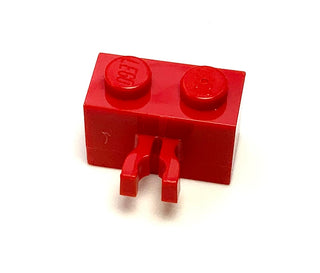 Brick, Modified 1x2 with Split U Clip Thick (Vertical Grip), Part# 30237a Part LEGO® Red