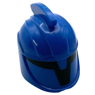 Minifigure Headgear Senate Commando Helmet with Black Markings Pattern, Part# 64806pb01 Part LEGO® Blue
