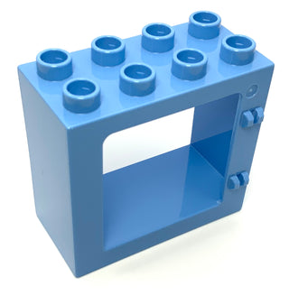 Duplo Door/Window 2x4x3 Flat Front Surface, Completely Open Back, Part# 61649 Part LEGO® Medium Blue