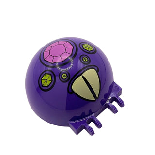 Windscreen 6 x 6 x 3 Canopy Half Sphere with Dual 2 Fingers with Dark Pink and Lime Jewels with Large Teeth Pattern, Part# 50747pb16 Part LEGO® Dark Purple Very Good