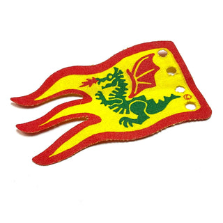 Cloth Flag 8x5 Wave with Red Border and Green Dragon Pattern (Double-Sided Print), Part# x376px1a Part LEGO®
