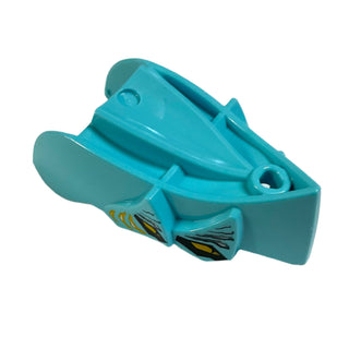 Hero Factory Creature Head, Jaw without Axle Hole with 4 Yellow Eyes Pattern, Part# 15357pb03 Part LEGO® Medium Azure