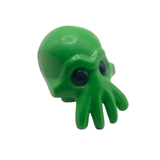 Minifigure, Head, Modified Alien with 4 Mouth Tentacles with Dark Blue Eyes Pattern, Part# 18828pb02 Part LEGO® Bright Green Very Good