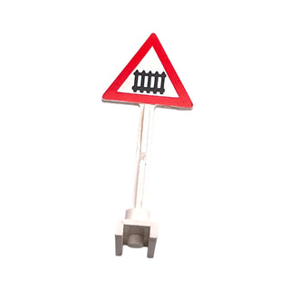 Road Sign Triangle with Level Crossing Pattern, Part# 649p01 Part LEGO® White Very Good