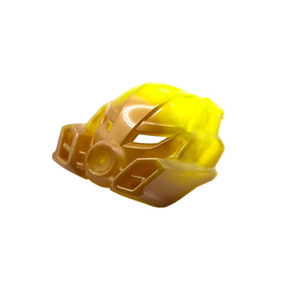 Bionicle Mask of Stone with Marbled Trans-Neon Green Pattern, Part# 19082pb01 Part LEGO® Pearl Gold