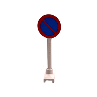 Road Sign Round with No Parking (Diagonal Upward to Left) Pattern, Part# 14pb11 Part LEGO® White Very Good