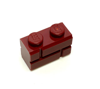 Brick, Modified 1x2 with Masonry Profile, Part# 98283 Part LEGO® Dark Red 1 Part