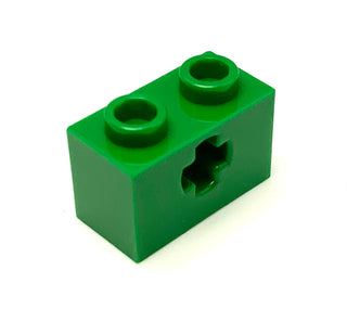 Technic, Brick 1x2 with Axle Hole, Part# 32064 Part LEGO® Green