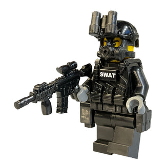 SWAT Police Officer Assaulter Custom Minifigure, BB49 Custom minifigure Battle Brick