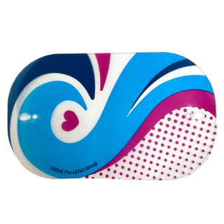 Oval Sail with Magenta Heart and Dots, Dark Blue and Dark Azure Swirls Pattern, Part# 41347pls01a Part LEGO® Very Good