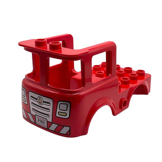 Duplo Cabin Truck 4 x 8 x 3 1/2 with Silver Grille, Fire Badge, Headlights, Bumper, and 'F1R3' Pattern, Part# 39926pb02