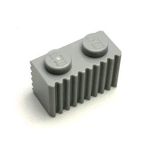 Brick, Modified 1x2 with Grille/Fluted Profile, Part# 2877 Part LEGO® Light Bluish Gray
