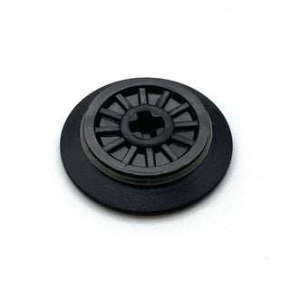 Train Wheel RC, Spoked with Technic Axle Hole and Rubber Friction Band, Part# 55423c01 Part LEGO® Black