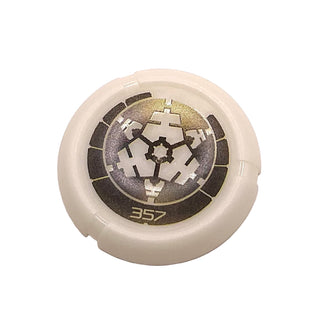 Throwing Disk with Bionicle Kanoka 357 Po-Metru Pattern, Part# 32171pb087 Part LEGO® Glow In Dark Opaque