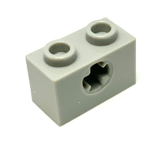 Technic, Brick 1x2 with Axle Hole (x Shape), Part# 32064b Part LEGO® Light Bluish Gray  