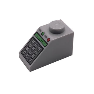 Slope 45 2x1 with Number Keypad, 'OPEN', 'LOCK', and Green and Red Buttons Pattern, Part# 3040pb010 Part LEGO® Light Bluish Gray Very Good
