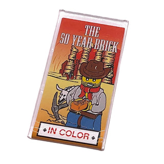 Glass for Window 1 x 4 x 6 with 'THE 50 YEAR BRICK' Movie Poster Pattern (Sticker), Part# 57895pb001 Part LEGO® Trans-Clear Very Good
