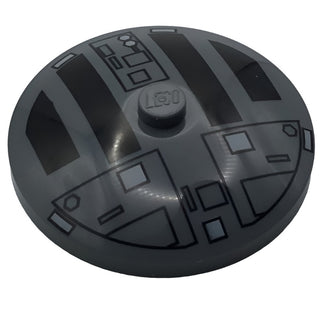 Dish 4x4 Inverted with TIE Hatch Black and White Pattern, Part# 3960px4 Part LEGO® Dark Bluish Gray