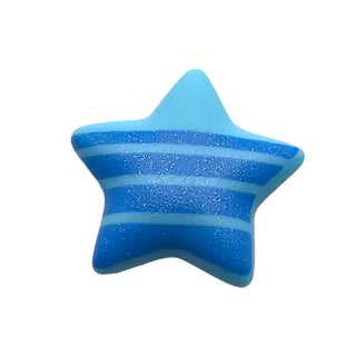 Clikits, Icon Star 2 x 2 Large with Pin with Blue Stripes with Sparkles Pattern, Part# 45462pb01 Part LEGO® Sky Blue