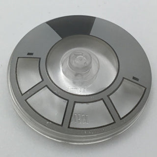 Dish 4x4 Inverted with Solid Stud with Millennium Falcon Cockpit Pattern, Part# 3960pb021 Part LEGO® Trans-Clear
