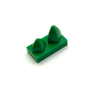 Tile Modified 1x2 with 2 Teeth Vertical, Part# 15209 Part LEGO® Green  