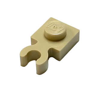 Plate, Modified 1x1 with Open O Clip Thick (Vertical Clip), Part# 4085d Part LEGO® Tan