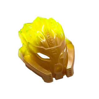 Bionicle Mask of Stone (Unity) with Marbled Trans-Neon Green Pattern, Part# 24157pb02 Part LEGO® Pearl Gold