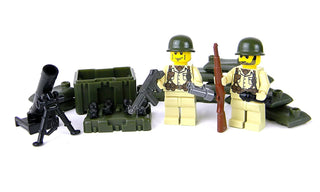 US Army WW2 Mortar Team Minifigures Building Kit Battle Brick