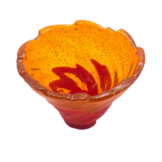 Tornado of Spinjitzu Narrow with Molded Glitter Trans-Orange Top Pattern, Part# 50663pb06 Part LEGO® Red