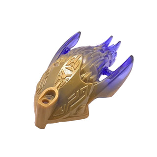 Bionicle Creature Head / Mask with Marbled Trans-Purple Pattern, Part# 24162pb03 Part LEGO® Pearl Gold